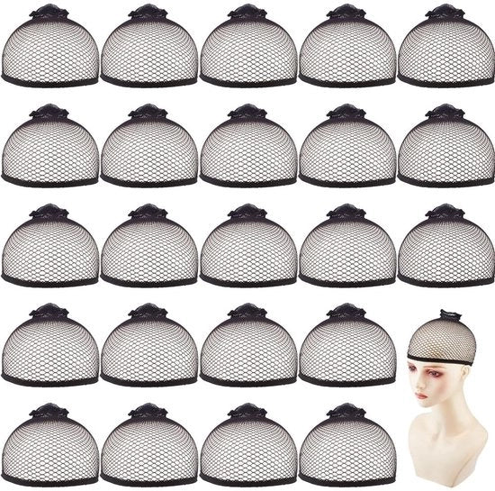 Parrucca 50 pezzi - Capelli elastici - Nero - Poliestere Stretch - Cerniera invisibile - Adatto per capelli lunghi/corti - Parrucca capelli