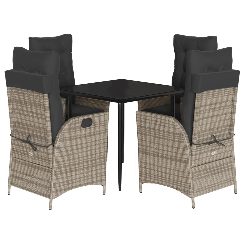 Set da Pranzo da Giardino 5 pz con Cuscini in Polyrattan Grigio 3213421