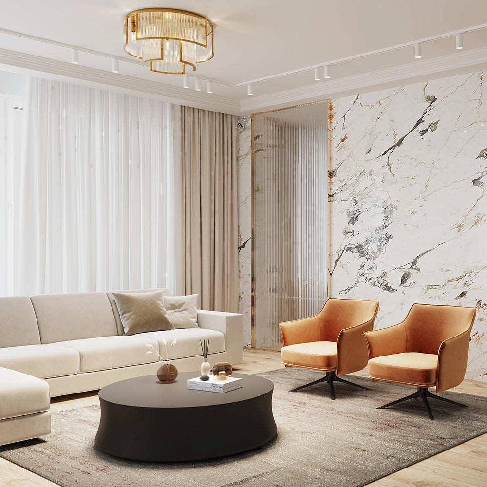 Maytoni Plafoniera moderna Frame 9 luci E14 oro metallo vetro