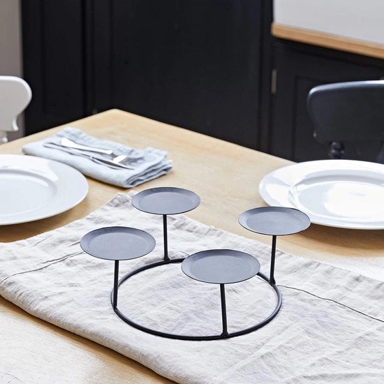 Porta candele in metallo da 20cm, candelabro nero