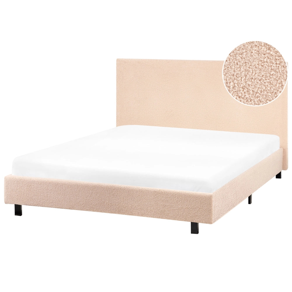 Letto con testiera piccola 120 x 200 cm in bouclé beige dal design moderno