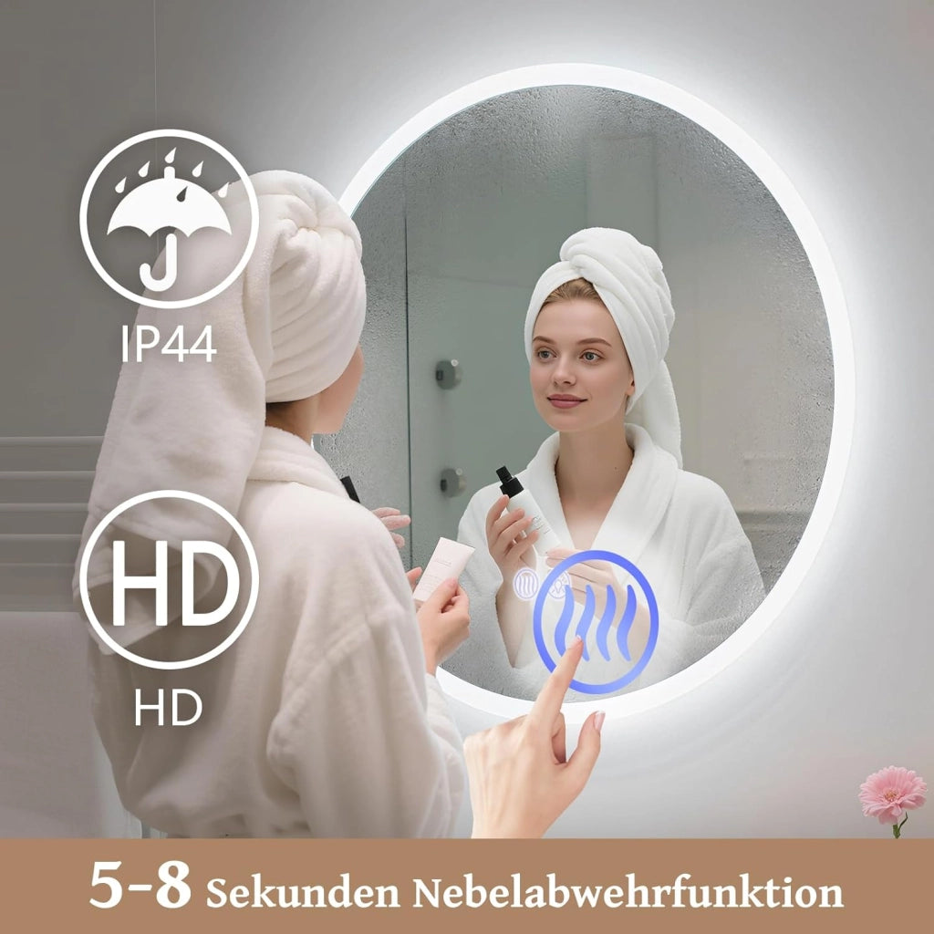 ZMH Specchio da Bagno LED con Illuminazione Touch e Regolazione d'Intensità