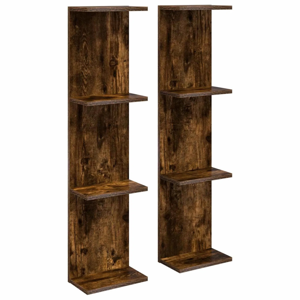 Scaffale da parete 2 pcs Rovere Fumo 25 x 15 x 100 cm 8012389