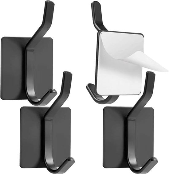 Set di 4 chiodi adesivi, forti chiodi adesivi a doppia testa, adatti per armadi, porte e pareti, non richiede perforazione, in acciaio inossidabile (nero).