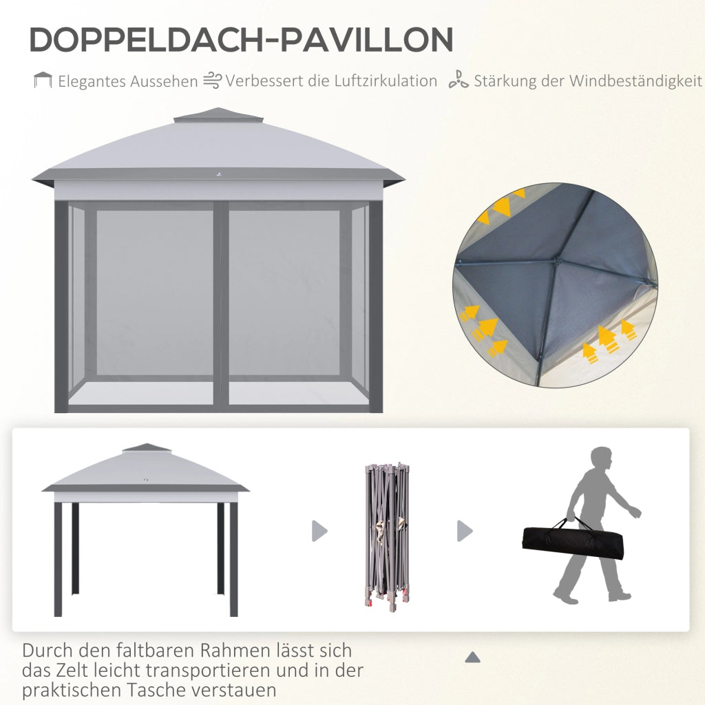 Gazebo da Giardino Pieghevole ¨C zephmum ¨C Grigio 330x330x288 cm