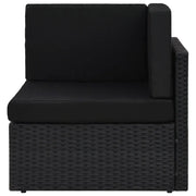 Divano ad Angolo Modulare-Sofa da Giardino in Polyrattan Nero