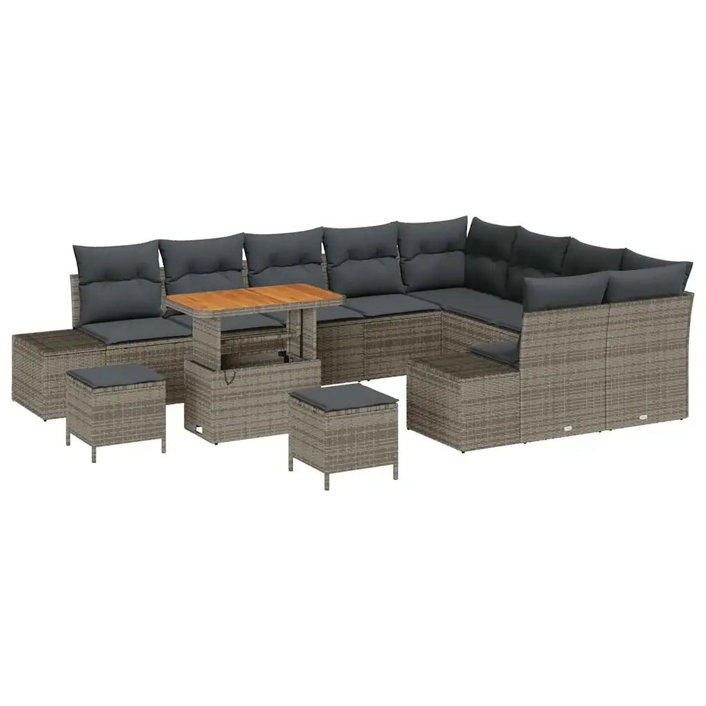 Set Divano da Giardino con cuscino 12 pcs Grigio Poly Rattan 3364778