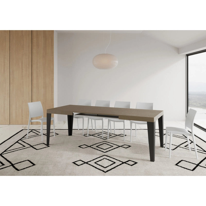 Tavolo allungabile 120/380x90 cm Flame telaio Antracite - Tortora