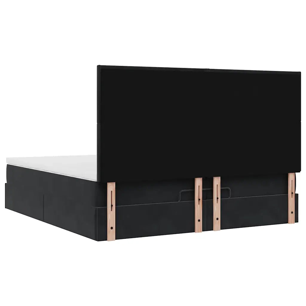 Struttura Letto Pouf con Materassi Nero 200x200 cm Velluto 3313423