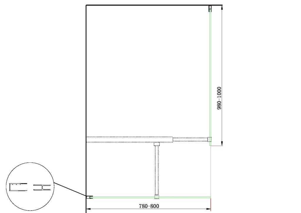 Doppia Parete Doccia Walk-in Con Braccio Di Sostegno Superiore a T Vetro 8 mm Reversibile 78-80 x 98-100 H 200 cm