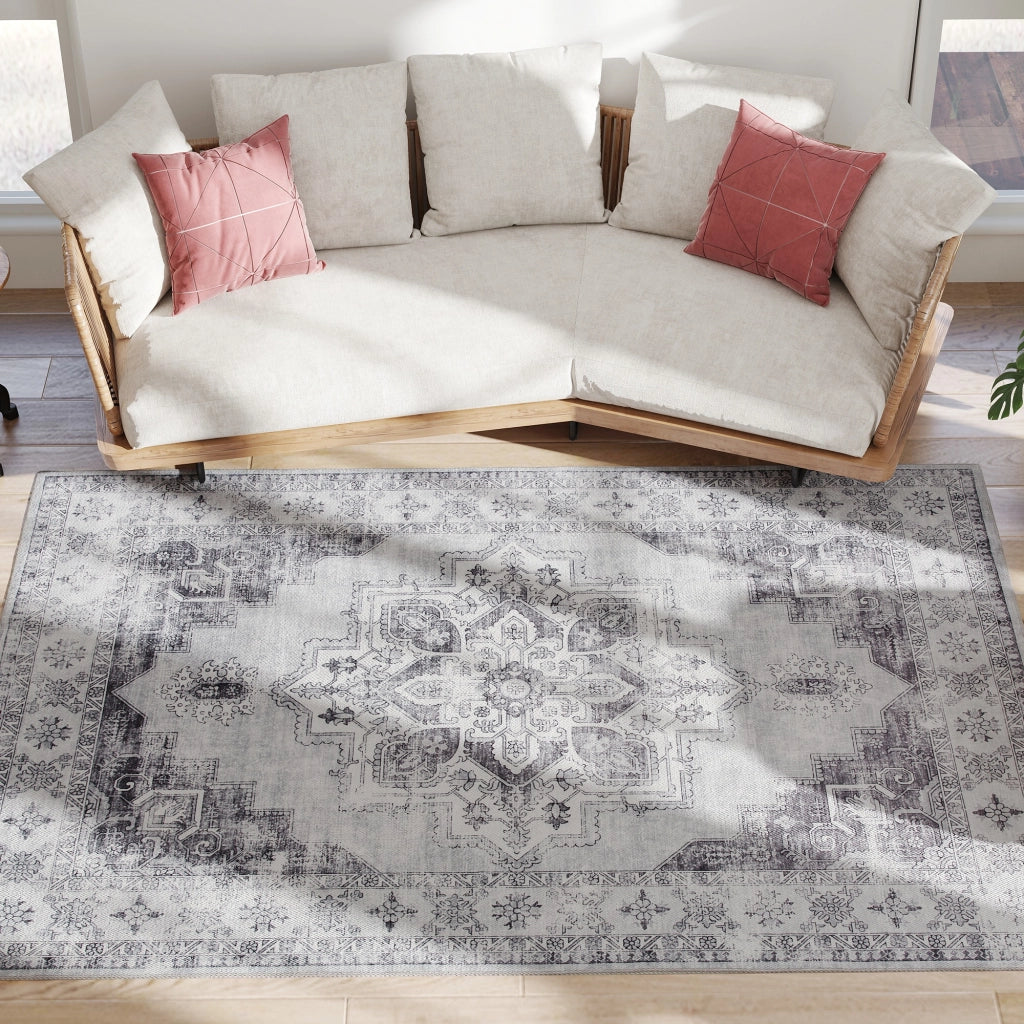 Tappeto per soggiorno antiscivolo lavabile in lavatrice effetto flanella ¨C zephmum ¨C grigio 230x160cm