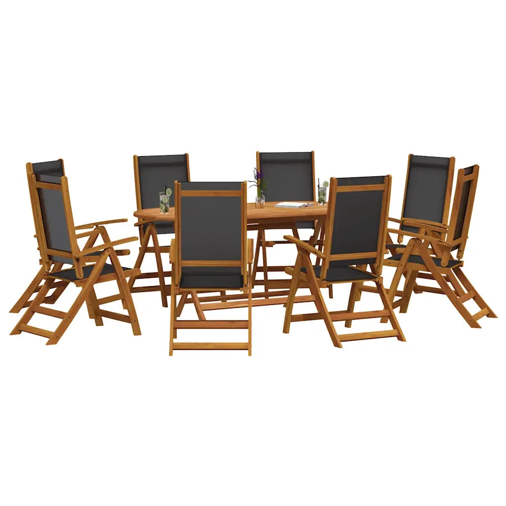 Set Pranzo da Giardino 9pz Legno Massello di Acacia e Textilene 3279257