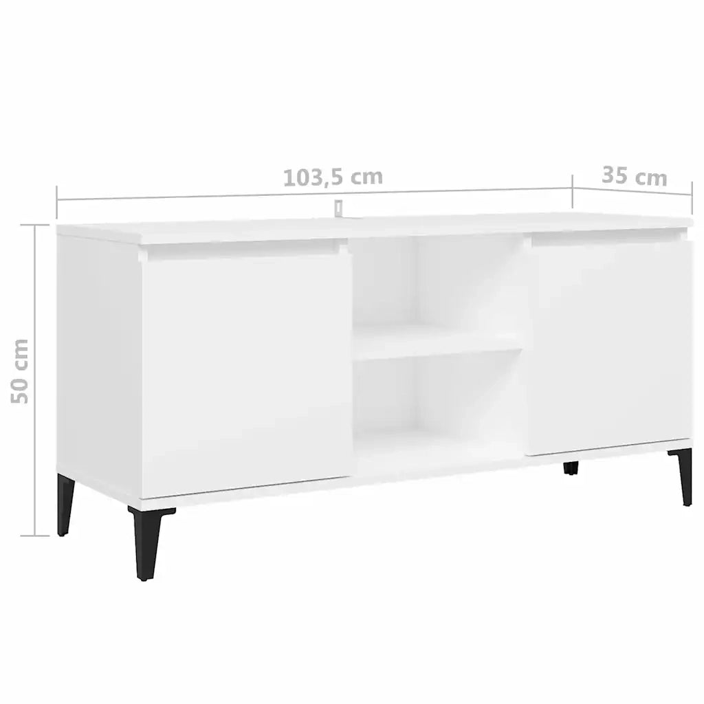 Mobile TV con Gambe in Metallo Bianco 103,5x30x50 cm