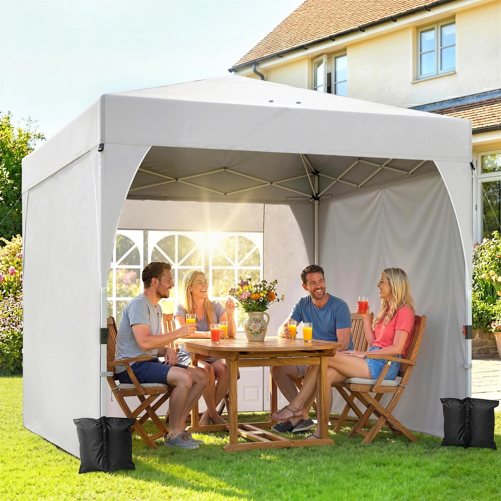 Gazebo pieghevole 3x3m pop-up ¨C Xylo ¨C UV50+ 3 pareti laterali crema