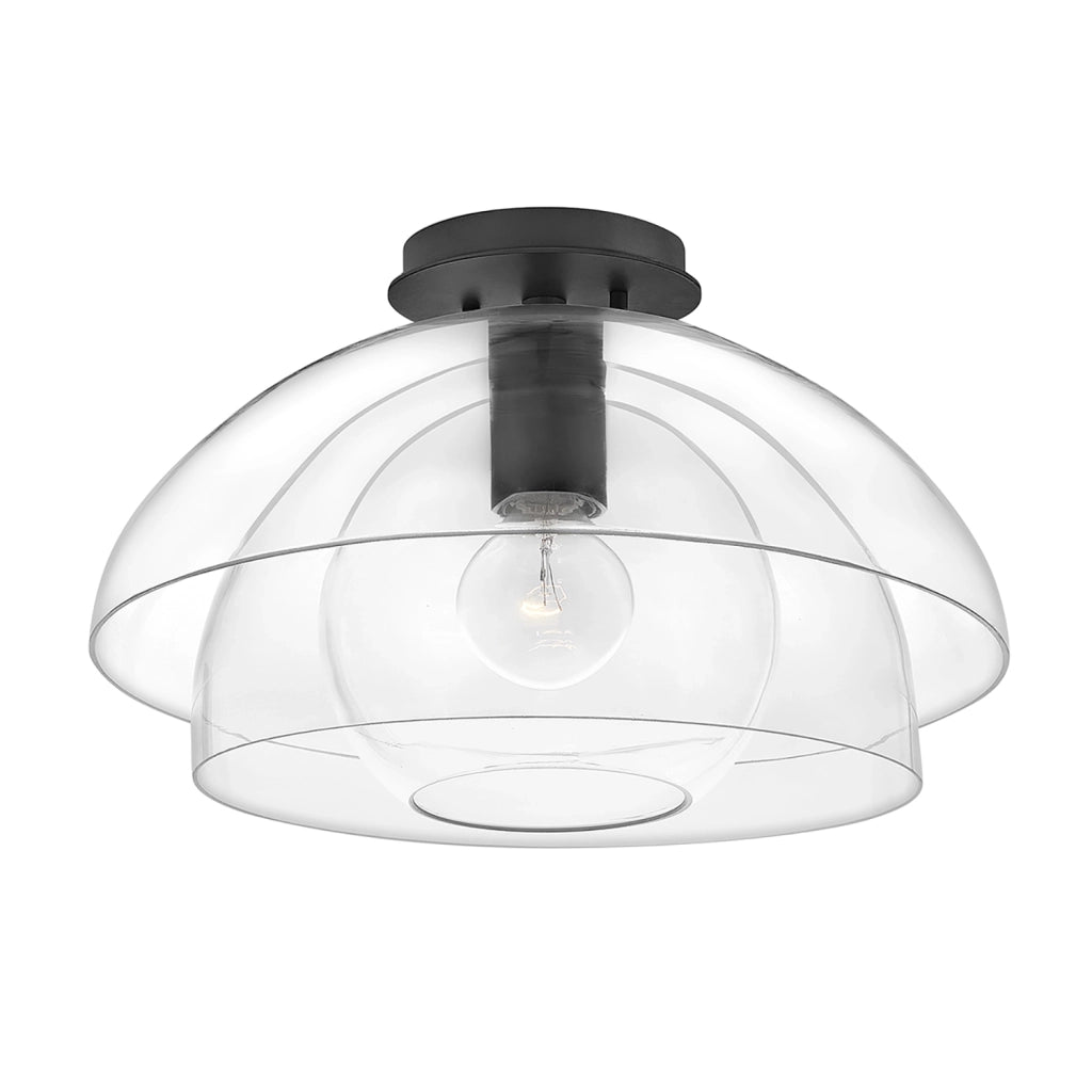 Sospensione Contemporanea Lotus Acciaio Nero Vetro 1 Luce E27