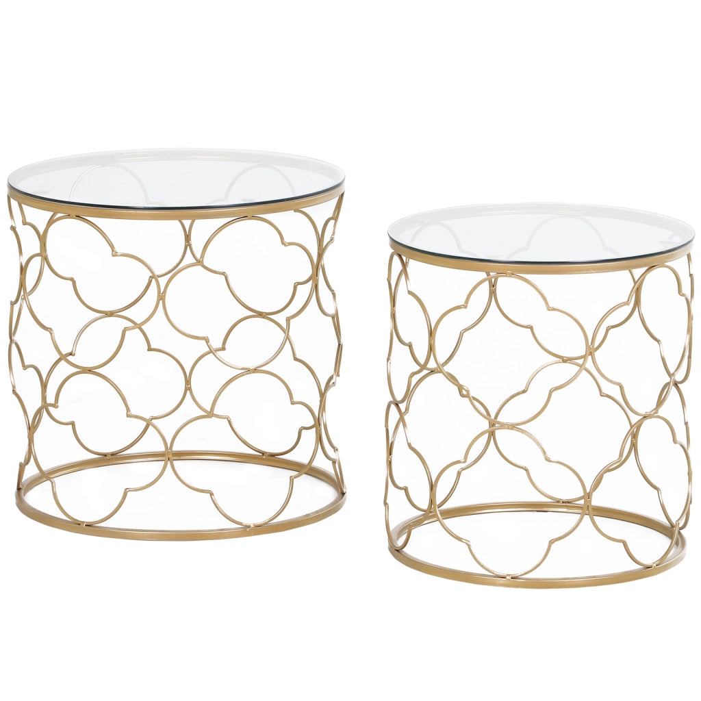 Tavolino da Salotto ¨C zephmum ¨C Impilabile, Art Deco, Metallo, Vetro, Oro