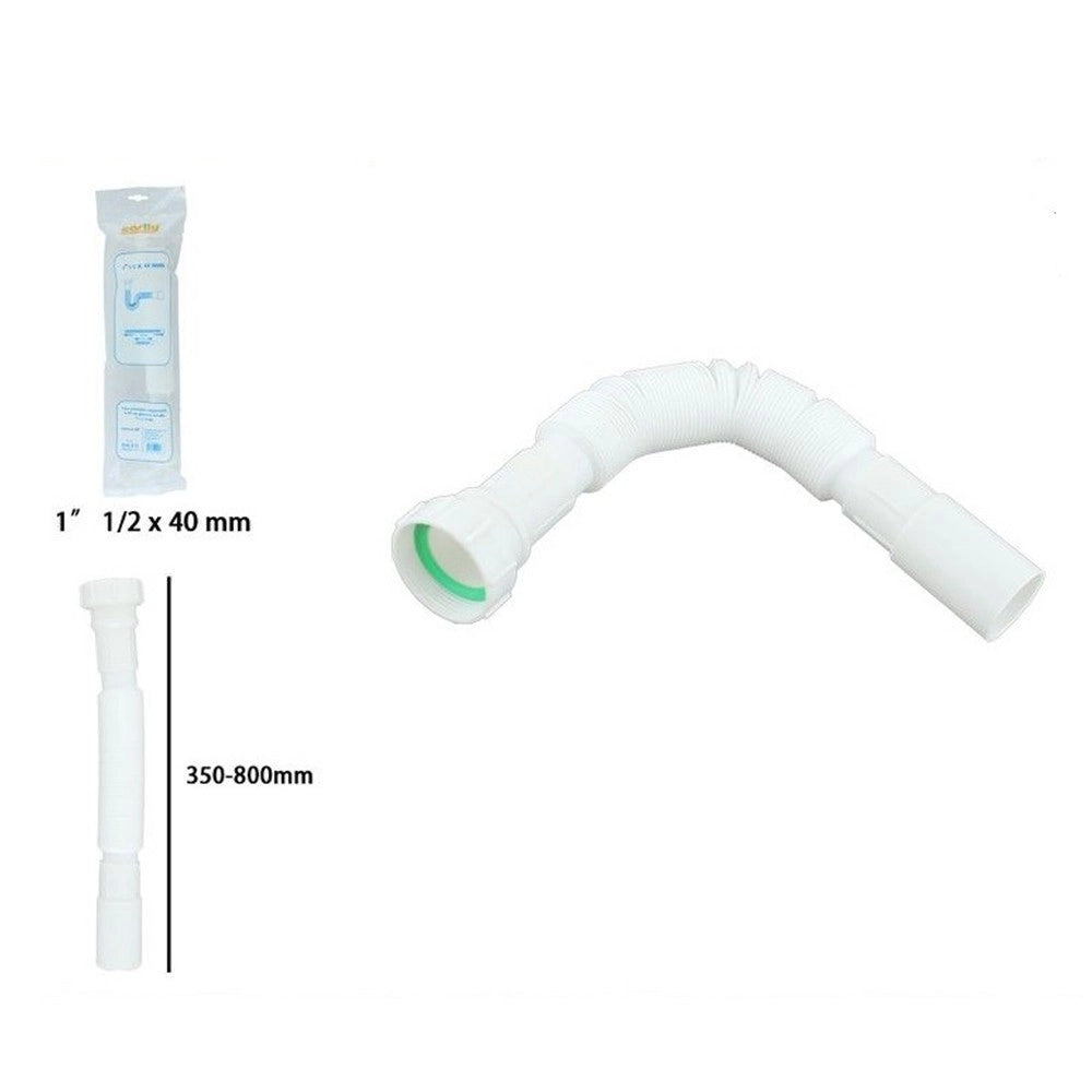 Trade Shop - Canotto Tubo Scarico Flessibile Estensibile Con Testa Plastica 1" 1/2 40mm 59953 -