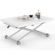 IDMarket - Tavolino ALTURA 100-160 cm, allungabile e trasformabile in tavolo da pranzo rettangolare, piano bianco, gambe cromate