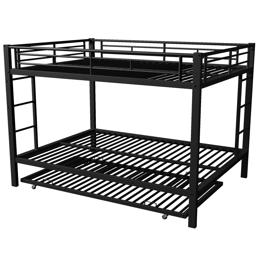 Letto a castello 140×200 cm con letto estraibile; sponde alte; senza materasso; in metallo nero