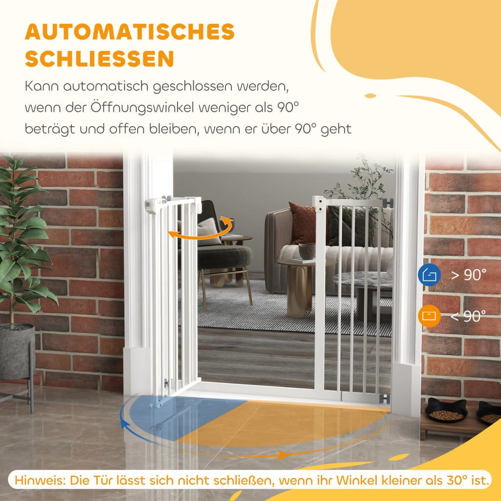 Cancelletto di Sicurezza per Cani ¨C Xylo ¨C Metallo e Plastica, 74-94 cm, Bianco