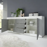 Madia Pasubio, Credenza 3 Cassetti, 210x42x85.8h cm Bianco Lucido