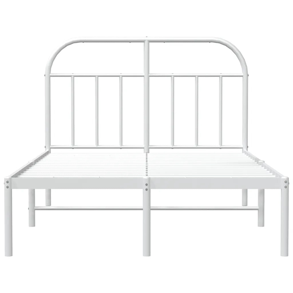 Letto matrimoniale | Letto per adulti | Giroletto con Testiera Metallo Bianco 135x190 cm