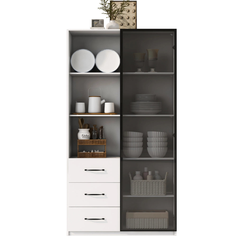 Vetrina LED bianca 80 x 40 x 160 cm con cassetti
