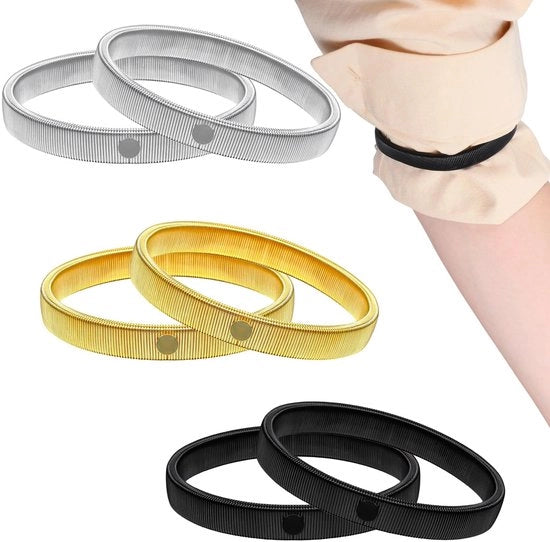 Maniglie per abbottonatura 6 pezzi - Maniglie elastiche metalliche - Cinturini antiscivolo - Maniglie per abbottonatura - Per donne/uomini - Sospese e elastiche - Cinturini per maniche