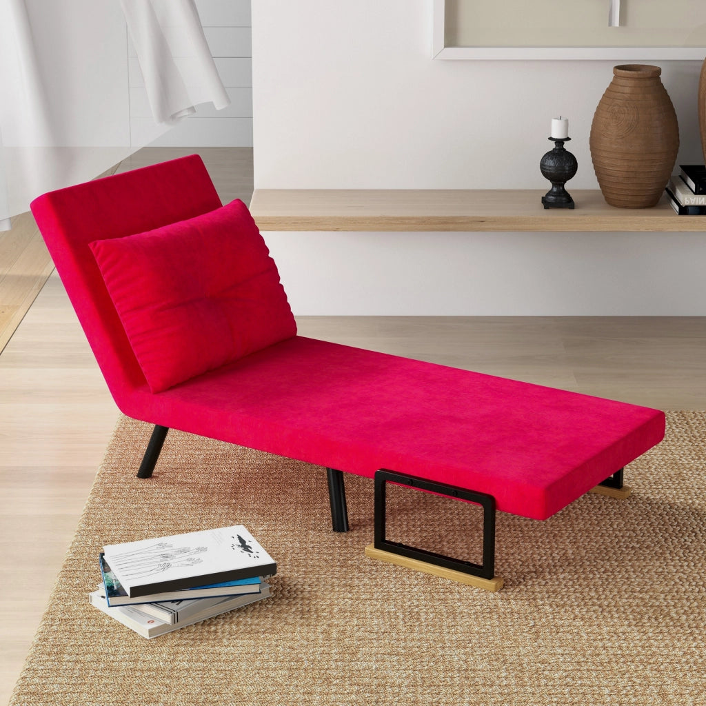 Poltrona Letto Pieghevole ¨C zephmum ¨C Velluto Rosso 63x73x81 cm