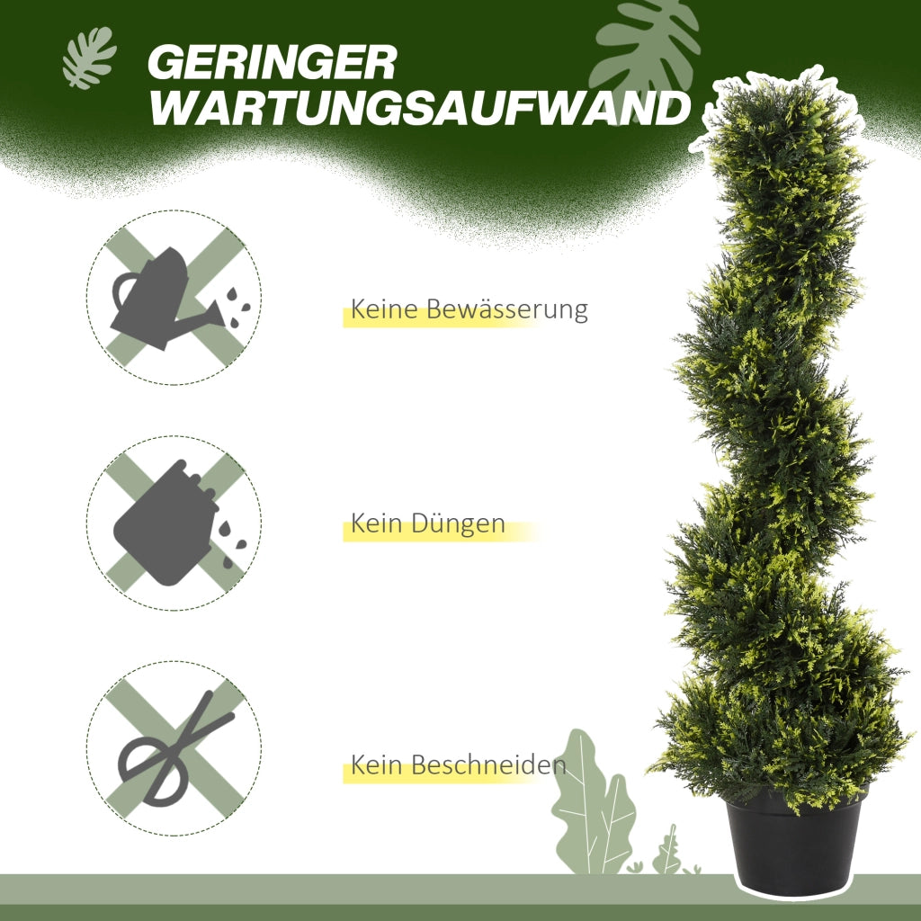 Cedro artificiale a spirale in plastica verde con vaso nero 90 cm per interni, giardino, ufficio e reception