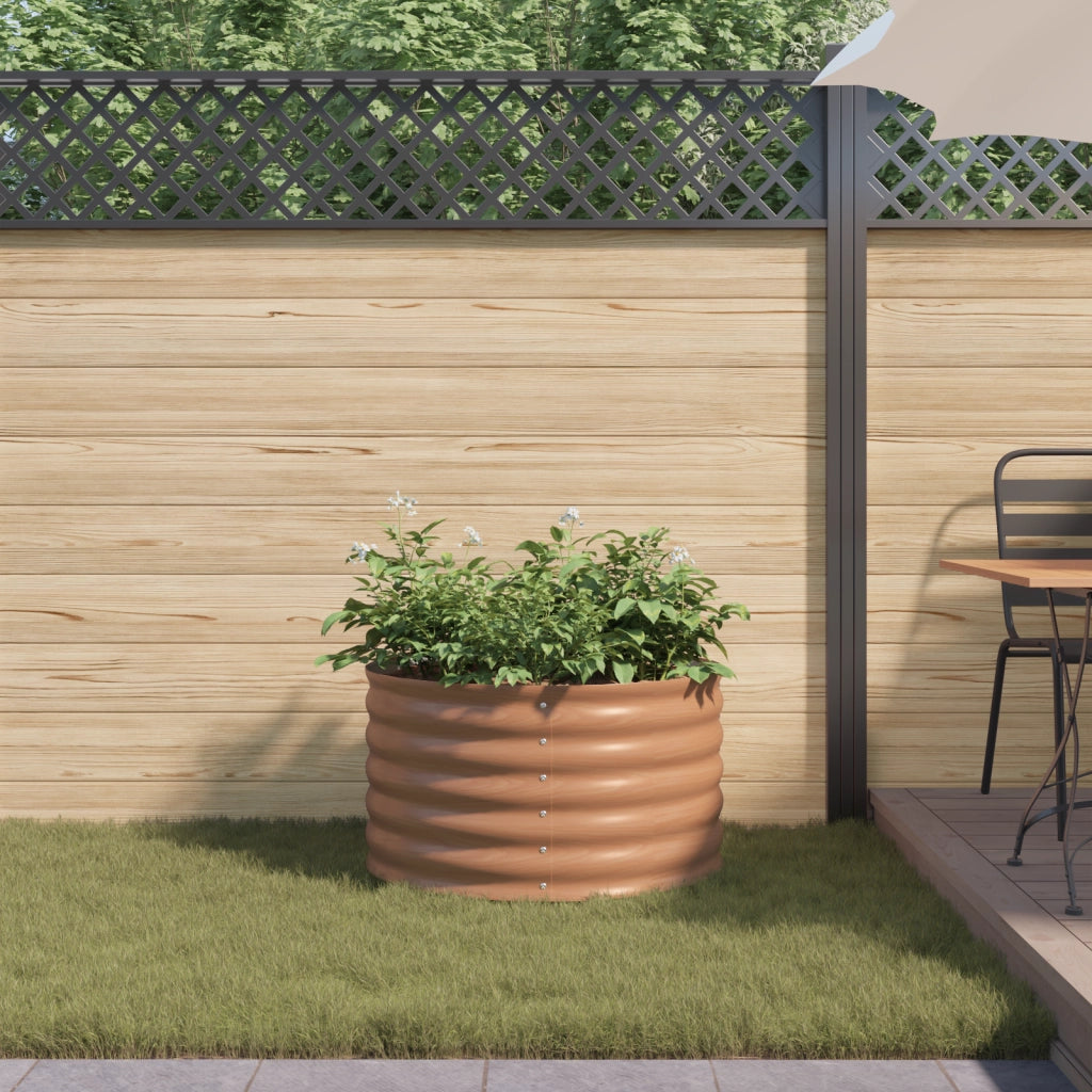 Letto da Giardino Rialzato Marrone con Effetto Legno 80x80x44 cm in Acciaio