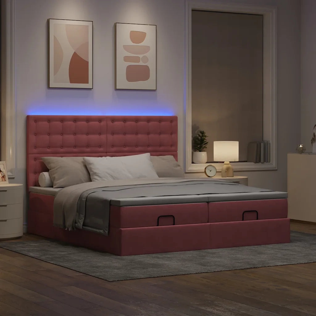 vidaXL Struttura Letto Pouf con Materassi Rosa 180x200 cm Velluto