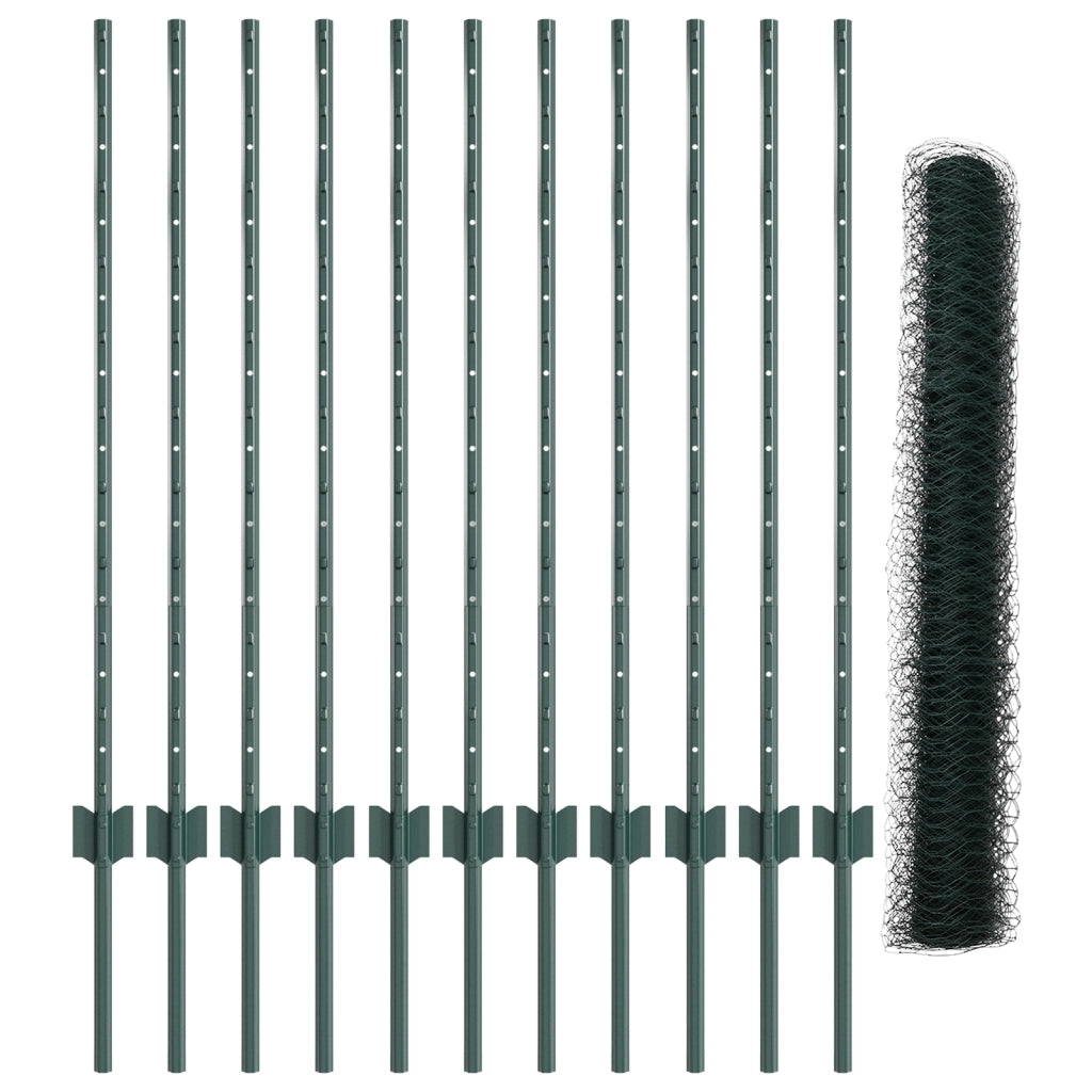 Set di Recinzioni Esagonali Set di 2 Verde Metallo 25 x 1 m