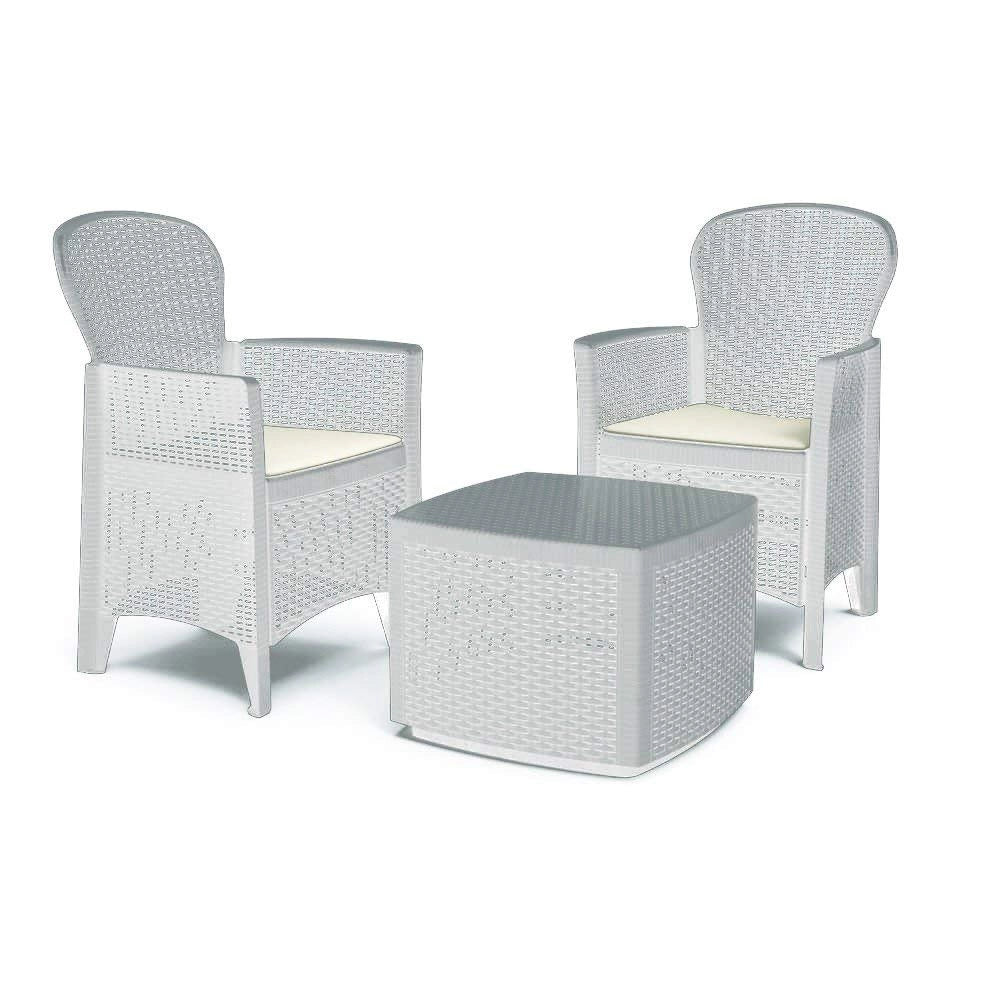 MAURY'S SALOTTINO ALESSIA DA GIARDINO CON CUSCINI 3 PZ BIANCO
