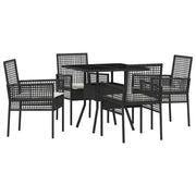 Set da Pranzo per Giardino 5 pz | Set Salotto da Giardino Nero polyrattan