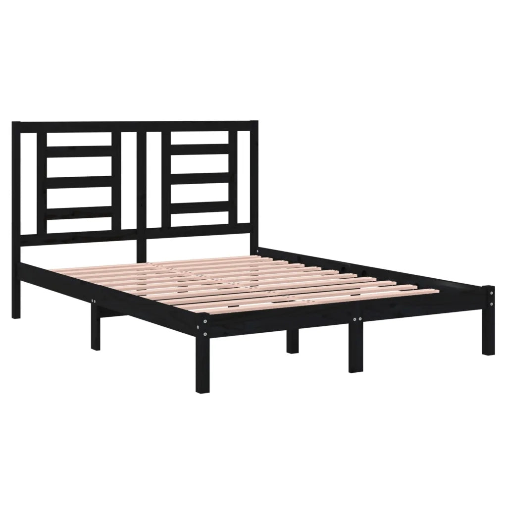 Giroletto Nero in Legno Massello di Pino 140x190 cm 3104332