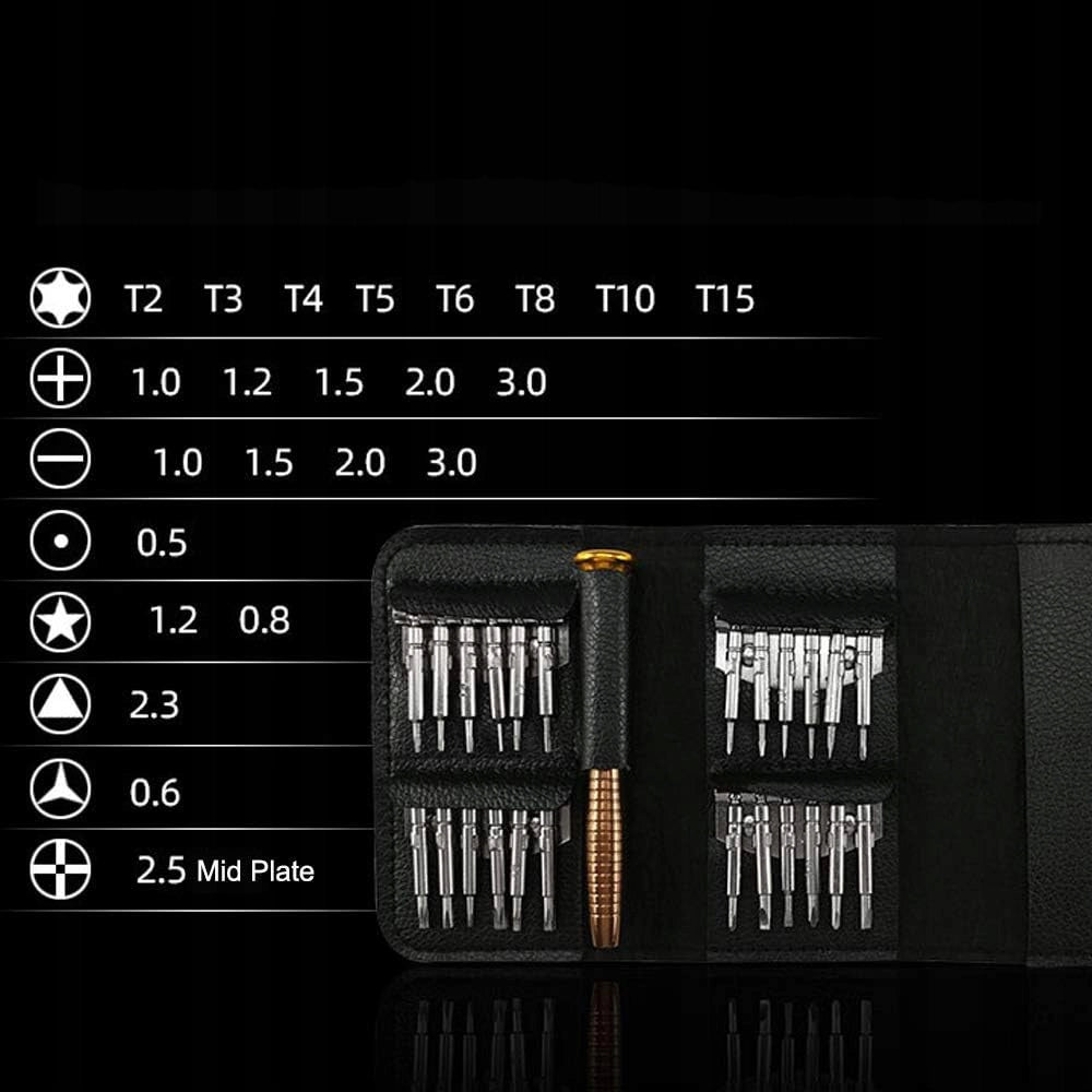 Set di Cacciaviti di Precisione 25 in 1 – Manico Ergonomico | 24 Punte Varie