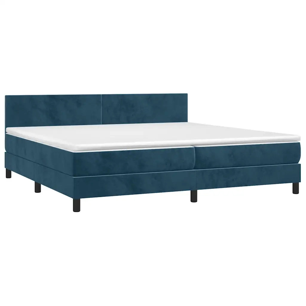 Giroletto a Molle con Materasso Blu Scuro 200x200 cm in Velluto 3141207