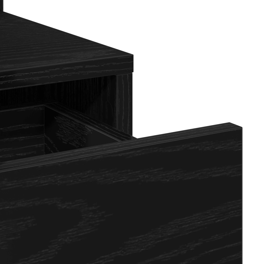 Tavolo da toeletta con specchio e luci LED in rovere nero
