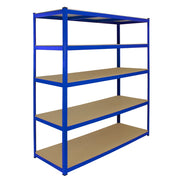 Scaffale in Acciaio Senza Bulloni T-Rax Blu Largo 160cm per Garage e Magazzino