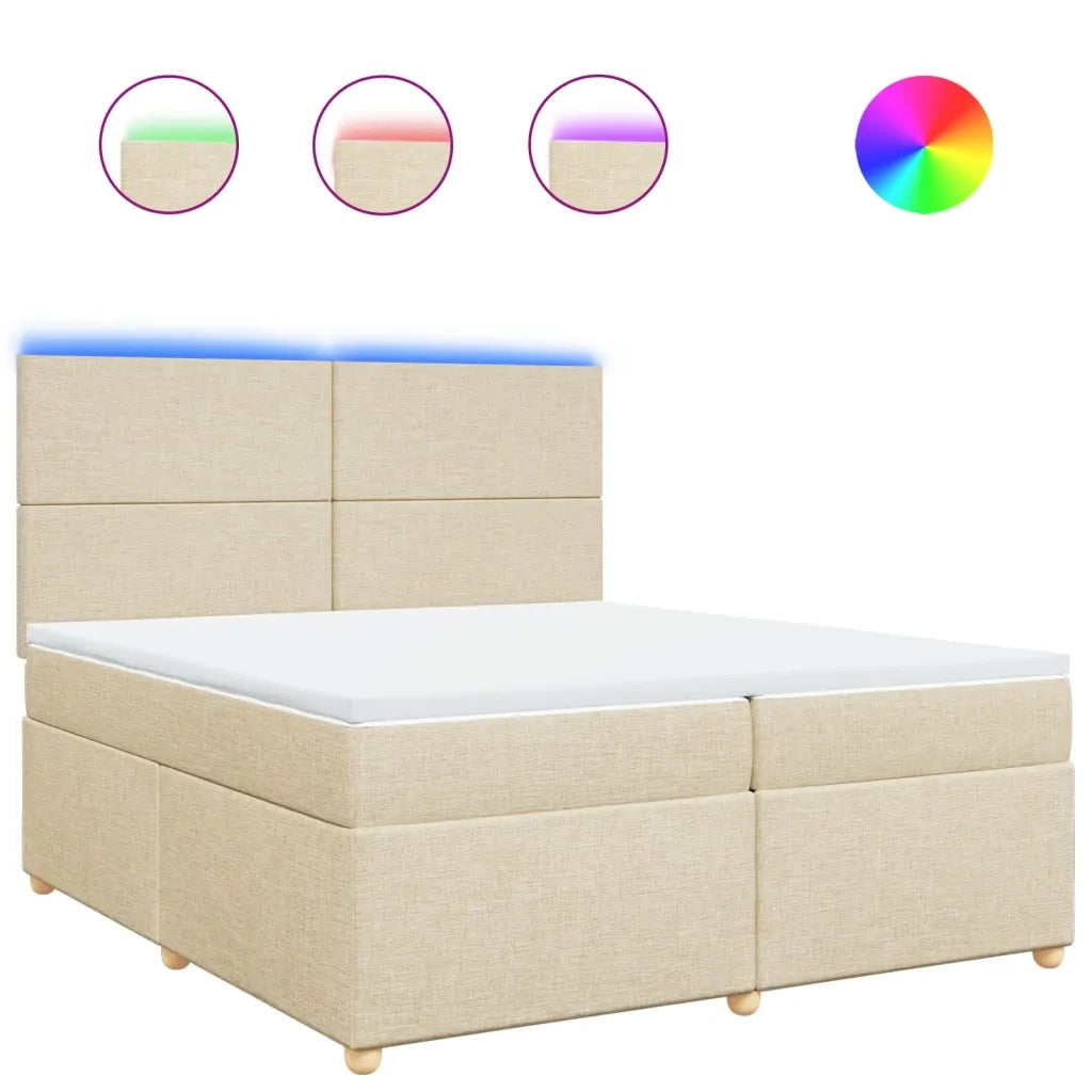 vidaXL Giroletto a Molle con Materasso Crema 200x200 cm in Tessuto
