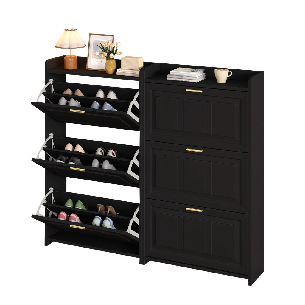Scarpiera con 6 Ripiani ¨C Xylo ¨C Nero, MDF e Truciolato, 70x24x120 cm
