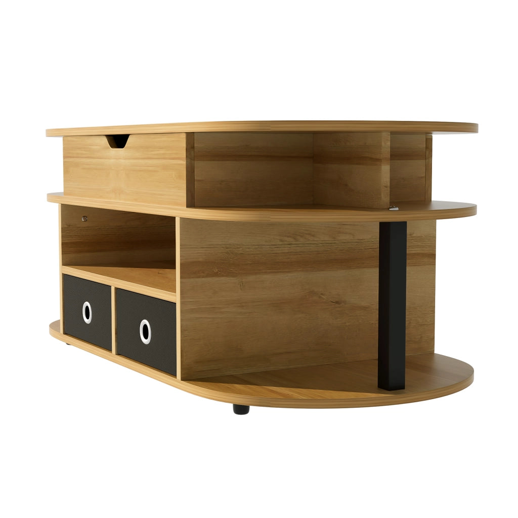TAVOLO DA SALOTTO con funzione sollevabile 105x50x45/60 cm Nero/Legno