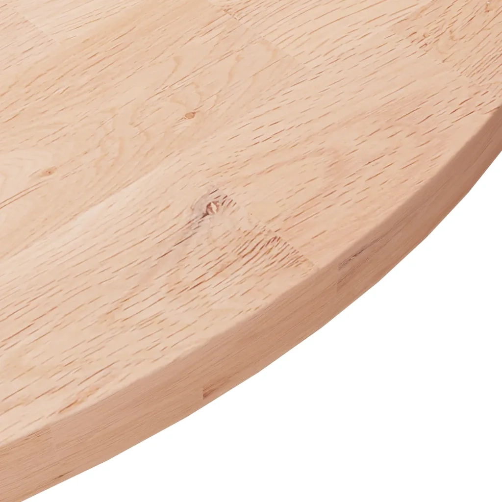 Piano Tavolo | Superficie Tavolo | Piano Scrivania Rotondo ?70x2,5 cm Massello di Rovere Non Trattato