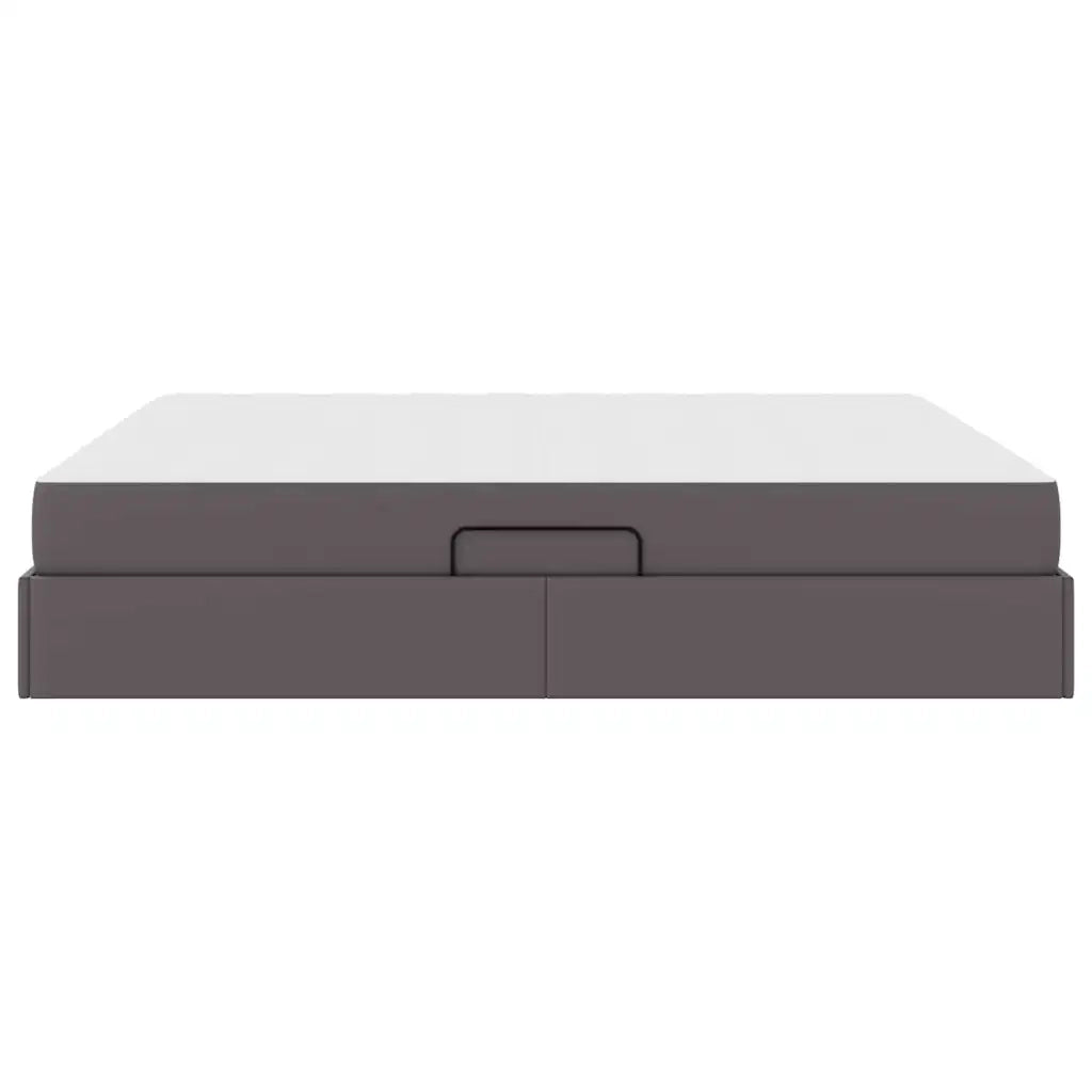 Letto con contenitore e materasso 2 pcs Grigio Pelle