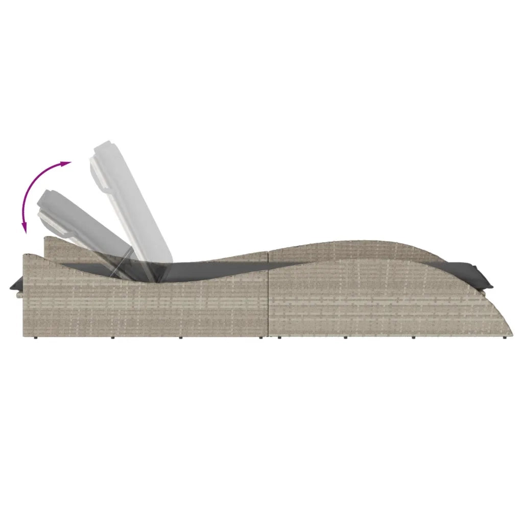 Lettino con Cuscino Grigio Chiaro 60x205x73 cm in Polyrattan 368283