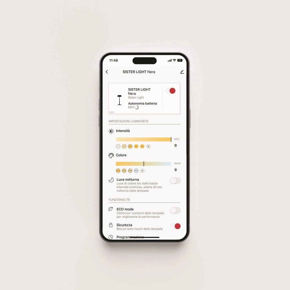 Zafferano Sister Light Picchetto Wi-fi Lampada da terra smart Avorio ricaricabile e dimmerabile