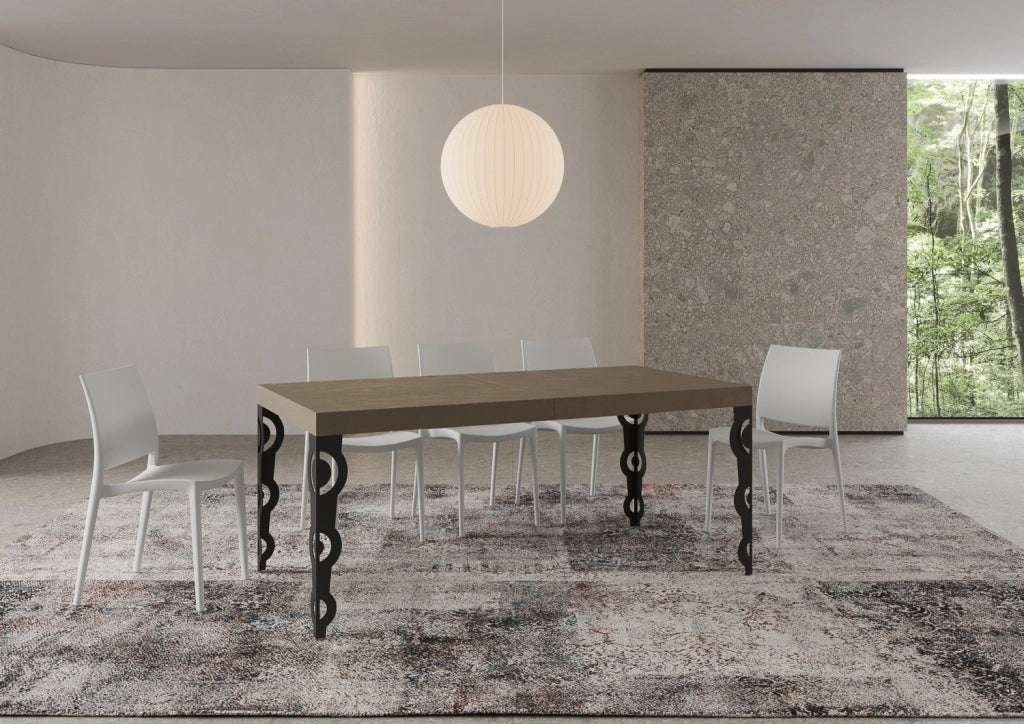 Tavolo allungabile 200/304x90 cm Karamay tortora gambe antracite