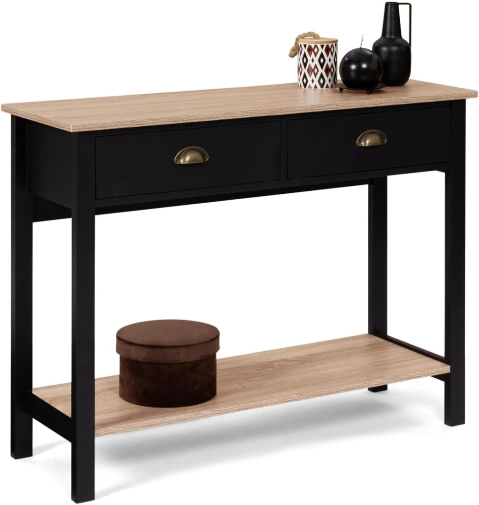 Console a 2 cassetti campagna ISIS 1 ripiano legno e nero
