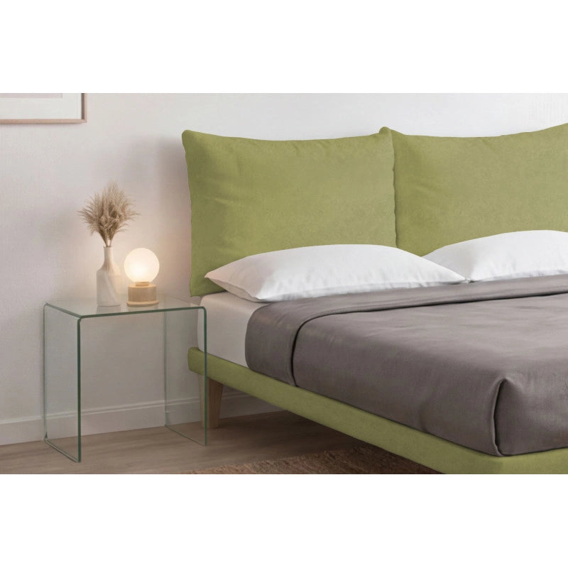 Letto imbottito Matrimoniale 160x200 cm Soft - Con rete,Microfibra,Tè verde